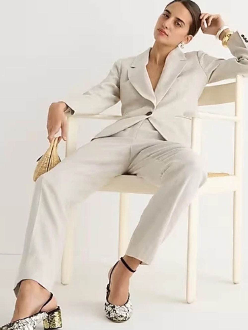 J.Crew Kate Straight Leg Pants Flax Ivory Stretch Linen Beige Workwear Office 12
